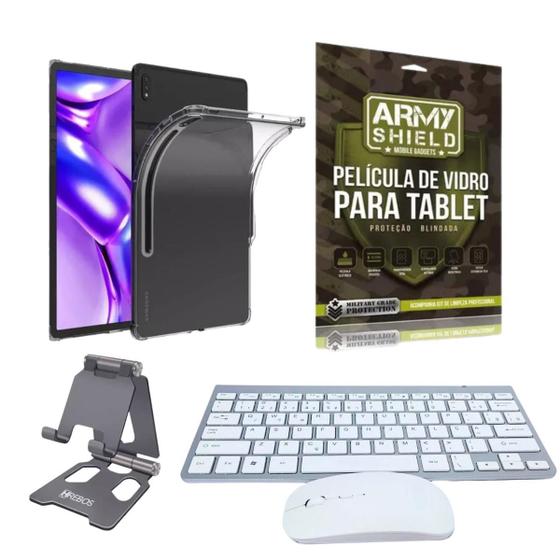 Imagem de Kit Capa AntiShock Para Galaxy Tab S7 Plus 12.4" + Teclado e Mouse Bluetooth + Suporte + Pelicula de Vidro 3D - ArmyShie