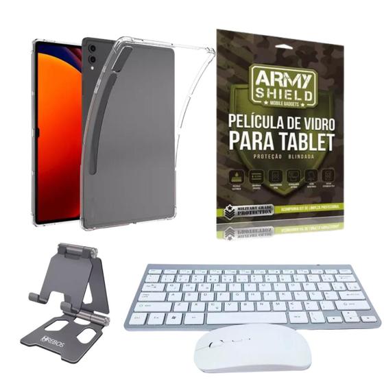 Imagem de Kit Capa AntiShock Para Galaxy Tab S9 Plus 12.4" + Teclado e Mouse Bluetooth + Suporte + Pelicula de Vidro 3D - ArmyShie