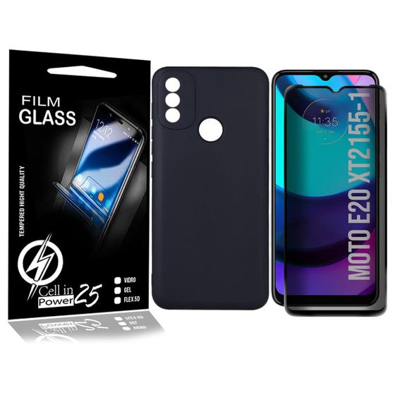 Imagem de Kit Capa Aveludada + Película Vidro Privacidade 3d P/ Moto E20 XT2155 6.5 - Cell In Power25