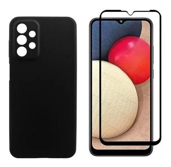 Imagem de Kit Capa Aveludada Preta Para Galaxy A32 4G + Pelicula 3D