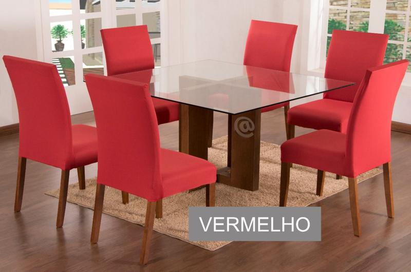 Imagem de Kit capa cadeira de jantar com elástico 8 peças malha grossa