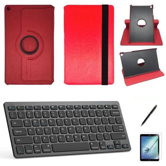 Imagem de Kit Capa/Can/Pel/Teclado 360 Galaxy Tab S5e SM T725 10.5 Vermelho