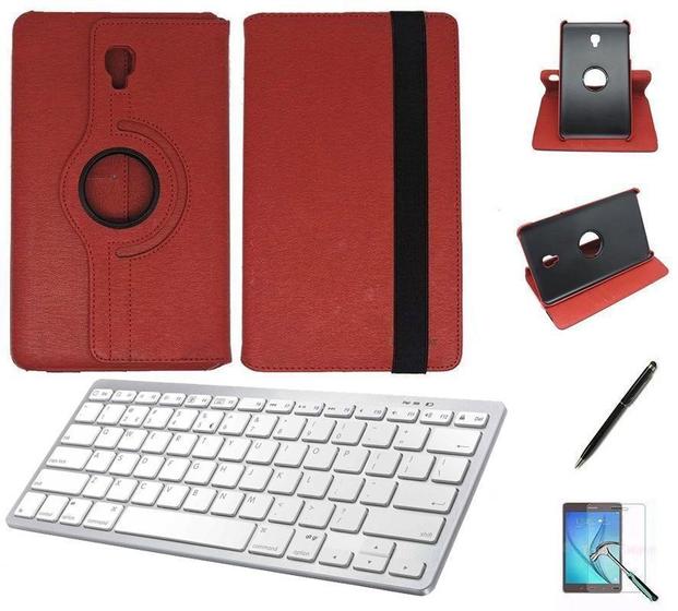 Imagem de Kit Capa/Can/Pel/Teclado Branco Galaxy Tab S4 - T835 10,5" 360 Vermelho