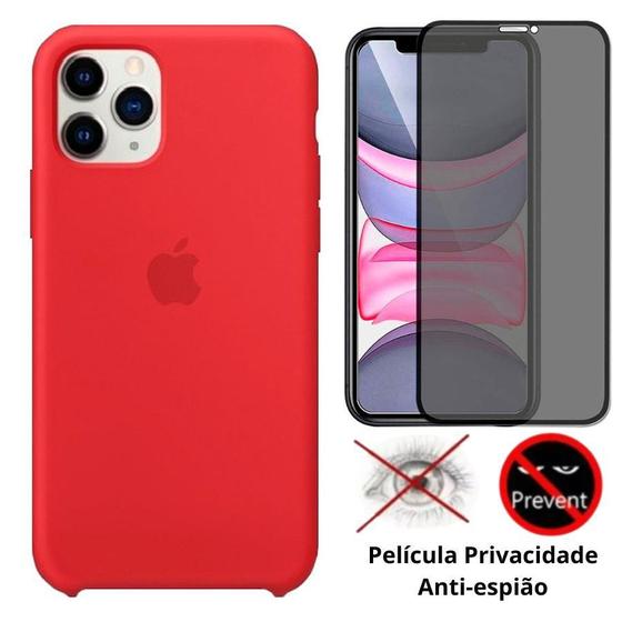 Imagem de Kit Capa Capinha Case + Película Privacidade 3D Tela Compatível Com iPhone 11 Pro
