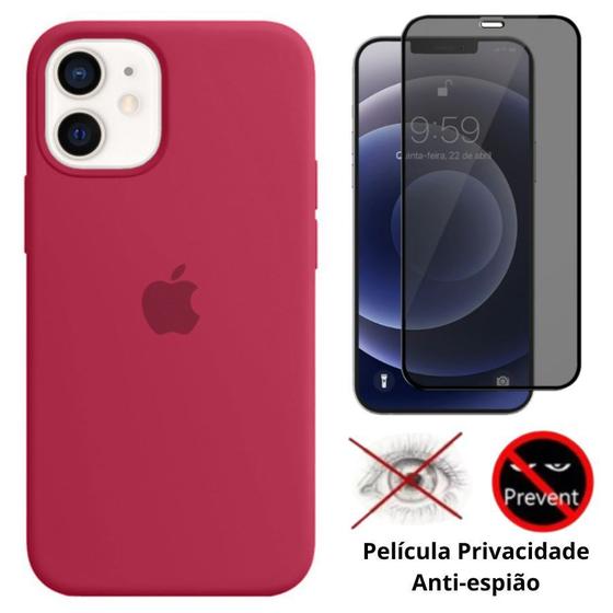 Imagem de Kit Capa Capinha Case + Película Privacidade 3D Tela Compatível Com iPhone 12 Mini