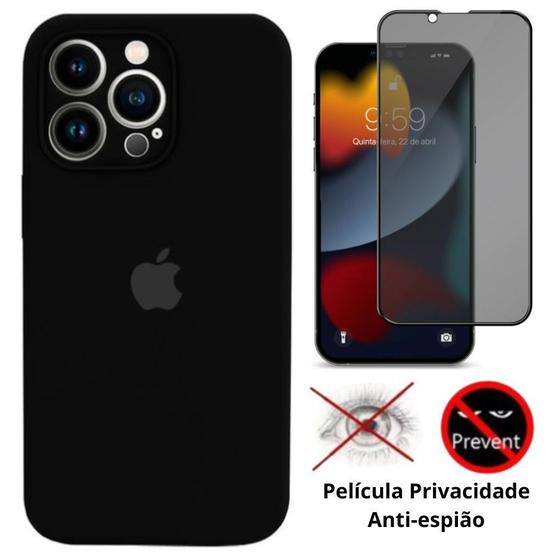 Imagem de Kit Capa Capinha Case + Película Privacidade 3D Tela Compatível Com iPhone 13 Pro Max