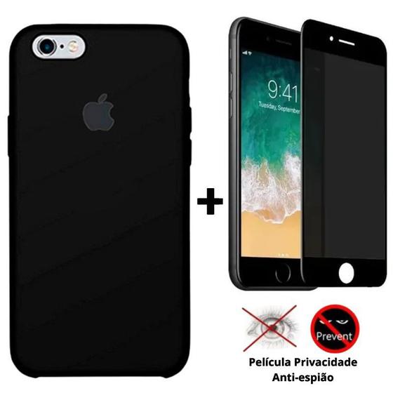 Imagem de Kit Capa Capinha Case + Película Privacidade 3d Tela Compatível Com iPhone 6 Plus / 6s Plus