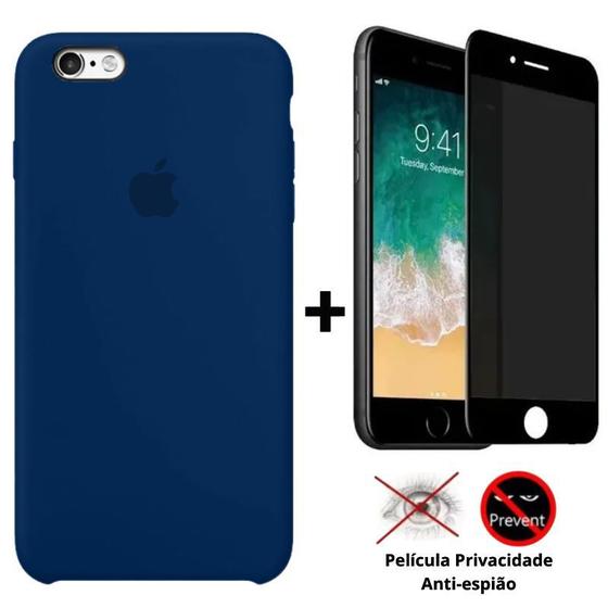 Imagem de Kit Capa Capinha Case + Película Privacidade 3d Tela Compatível Com iPhone 6 Plus / 6s Plus