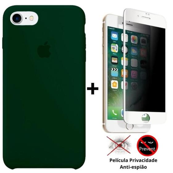 Imagem de Kit Capa Capinha Case + Película Privacidade 3D Tela Compatível Com iPhone 7 / 8