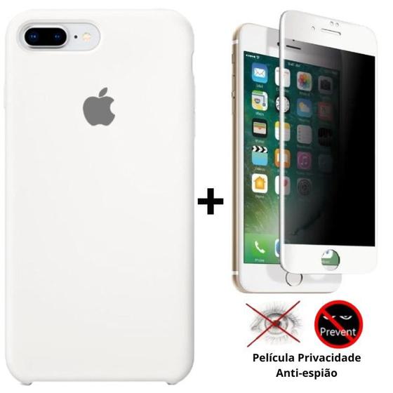 Imagem de Kit Capa Capinha Case + Película Privacidade 3D Tela Compatível Com iPhone 7 Plus / 8 Plus