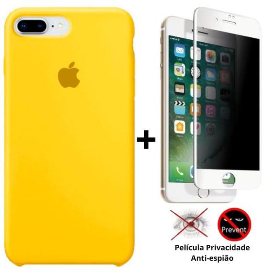 Imagem de Kit Capa Capinha Case + Película Privacidade 3D Tela Compatível Com iPhone 7 Plus / 8 Plus