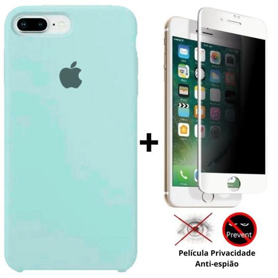 Imagem de Kit Capa Capinha Case + Película Privacidade 3D Tela Compatível Com iPhone 7 Plus / 8 Plus