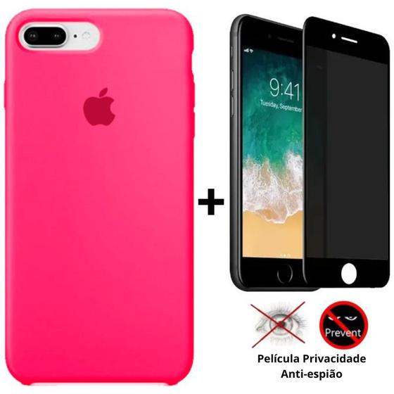 Imagem de Kit Capa Capinha Case + Película Privacidade 3D Tela Compatível Com iPhone 7 Plus / 8 Plus