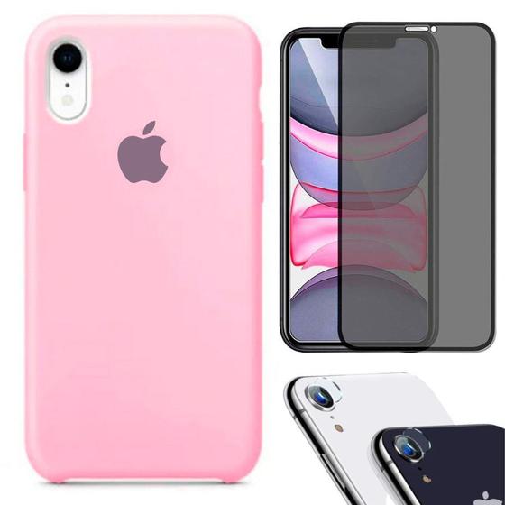 Imagem de Kit Capa Capinha Case + Película Privacidade 3D Tela + P. Câmera Compatível Com iPhone XR