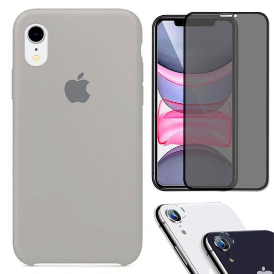 Imagem de Kit Capa Capinha Case + Película Privacidade 3D Tela + P. Câmera Compatível Com iPhone XR