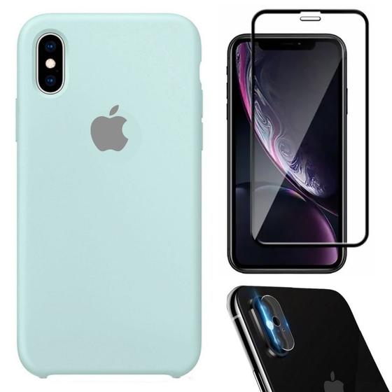 Imagem de Kit Capa Capinha Case + Película Tela 3D + Película Câmera Compatível Com iPhone X / XS