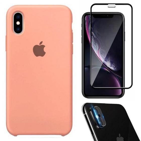 Imagem de Kit Capa Capinha Case + Película Tela 3D + Película Câmera Compatível Com iPhone XS Max