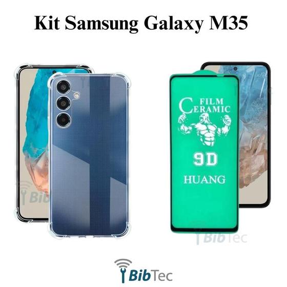 Imagem de Kit Capa Capinha Transparente Anti Shock + Película de Cerâmica Para Samsung Galaxy M35 5G