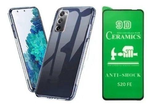 Imagem de Kit Capa Capinha Transparente Para Samsung Galaxy S20 FE + Película De Cerâmica 9D