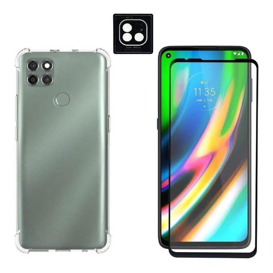 Imagem de Kit Capa Capinha Transparente + Película 3D de Vidro + Película de Câmera Para Motorola Moto G9 Power