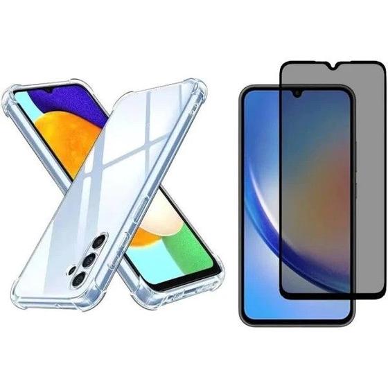 Imagem de Kit Capa Capinha Transparente + Película 3D Vidro Privacidade para Samsung Galaxy M35