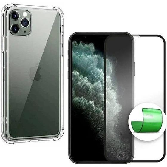 Imagem de Kit Capa Capinha Transparente + Película Cerâmica + Anel Suporte para Iphone 12 Pro Max