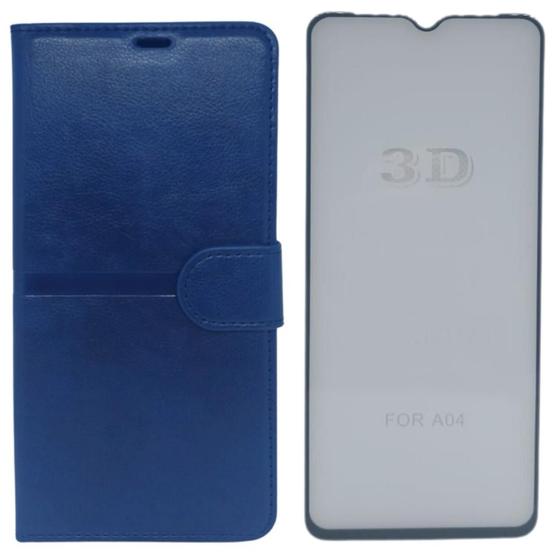 Imagem de Kit Capa Carteira Compatível c/ Samsung A04 + Película 3D