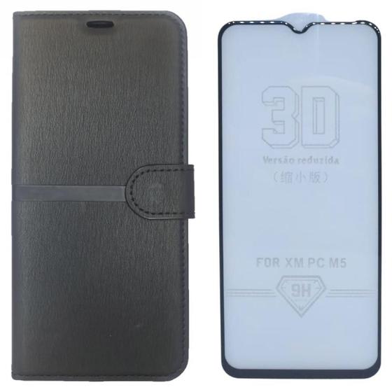 Imagem de Kit Capa Carteira Compatível Com Mi Poco M5 + Película 3D