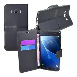 Imagem de Kit Capa Carteira para Samsung Galaxy J7 J700 Flip Preto + Película 3D de Vidro Borda Preta