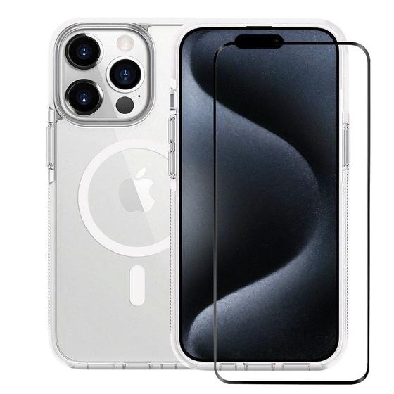 Imagem de Kit Capa case capinha Anti-Slip Magsafe e Pelicula Coverage 5D Pro Preta para iPhone 15 Pro Max - Gshield