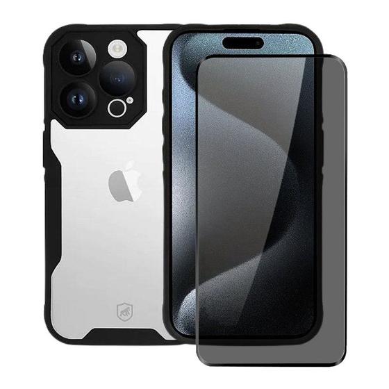 Imagem de Kit Capa case capinha Dual Shock Sense e Pelicula Defender Pro Privacidade para iPhone 15 Pro - Gshield