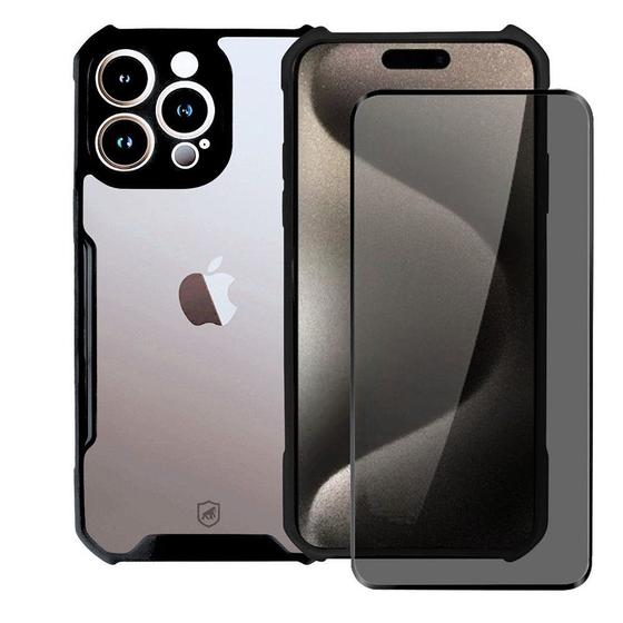 Imagem de Kit Capa case capinha Dual Shock x e Pelicula Defender Pro Privacidade para iPhone 15 Pro Max - Gshield