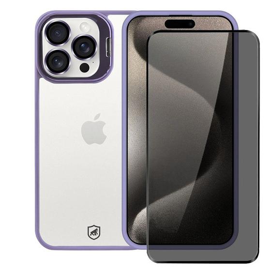 Imagem de Kit Capa case capinha Gravity Lilás  e Película Defender Pro Privacidade para iPhone 15 Pro Max - Gshield