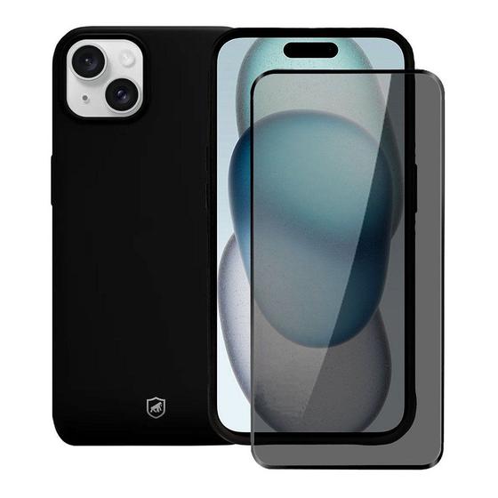 Imagem de Kit Capa case capinha Silicon Cloud e Película Defender Pro Privacidade para iPhone 15 Plus - Gshield