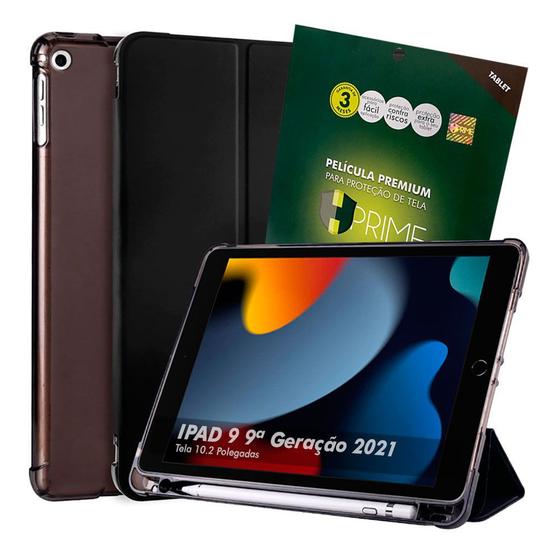 Imagem de Kit Capa Case Ipad 9 9ª Geração 2021 Smart Porta Pencil Magnética Sleep + Pelicula Premium HPrime