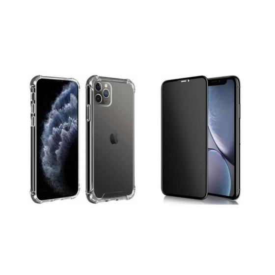 Imagem de Kit Capa Case Reforçada + Pel Vidro Privacidade 3D P/ Iphone