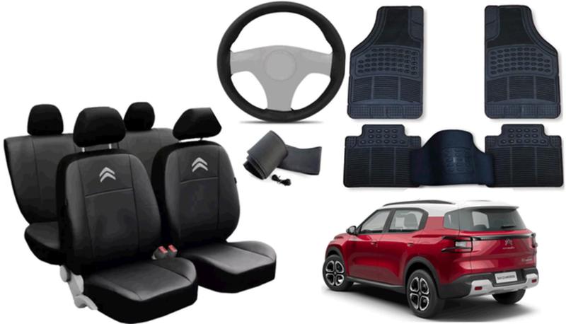 Imagem de Kit Capa Citroen C3 Air Cross 2021 a 2024 + Tapete + Capa de Volante para Máxima Proteção