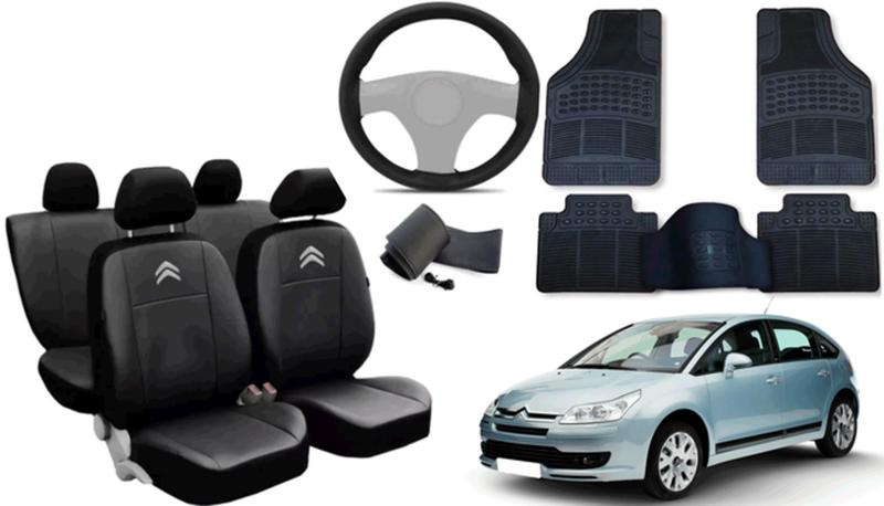 Imagem de Kit Capa Citroen C4 2010 a 2013 + Tapete + Capa de Volante Sofisticado e Ajustável