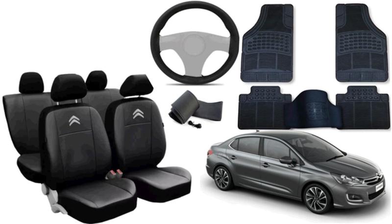Imagem de Kit Capa Citroen C4 2013 a 2019 + Tapete + Capa de Volante Confortável e Prático