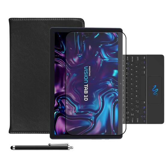 Kit Capa Com Teclado + Película De Hydrogel + Caneta Touch Para Tablet Positivo Vision Tab 10 Menor preço em Kit Capa Com Teclado + Película De Hydrogel + Caneta Touch Para Tablet Positivo Vision Tab 10