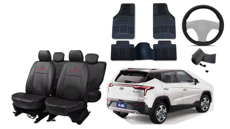 Imagem de Kit capa couro Jac e-JS4 2021 a 2024 + para-brisa + volante