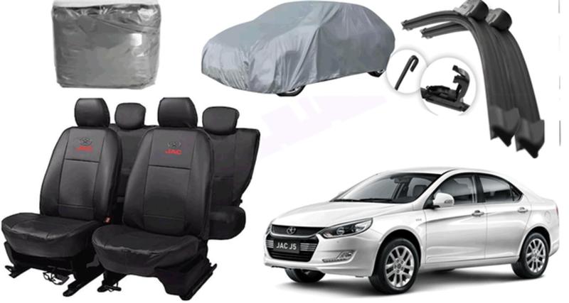 Imagem de Kit capa couro Jac J5 2011 a 2018 + limpador + parabrisa