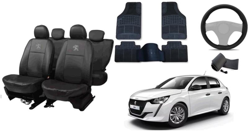 Imagem de Kit capa couro Peugeot 208 21-24 + tapete de carpete