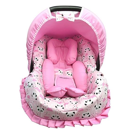 Imagem de Kit capa de bebê conforto e redutor - panda c/ rosa