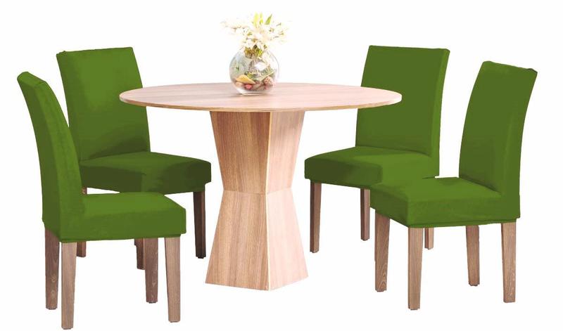 Imagem de Kit capa de cadeira com elástico mesa de jantar 4 peças malha grossa