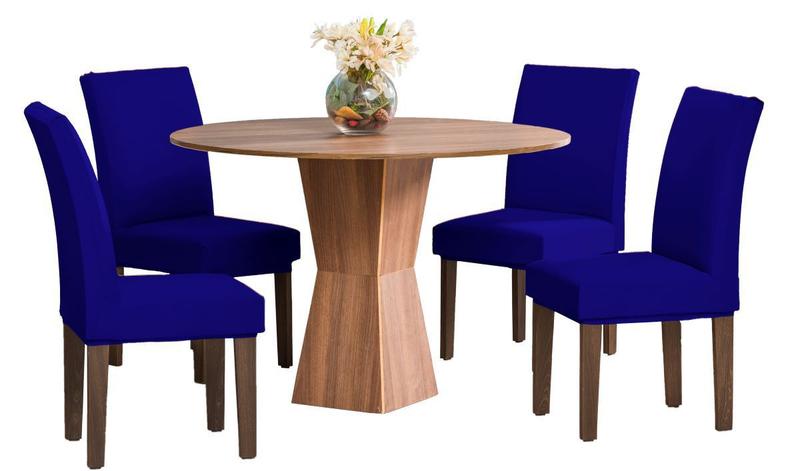 Imagem de Kit capa de cadeira com elástico mesa de jantar 6 peças malha grossa