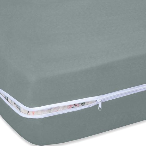 Imagem de Kit Capa de Colchão Casal Padrão Cama Box Malha Gel com Zíper + Porta Travesseiro + Saia Box Elásticada