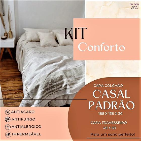 Imagem de Kit Capa de Colchão Casal Padrão + Duas Capas Travesseiros