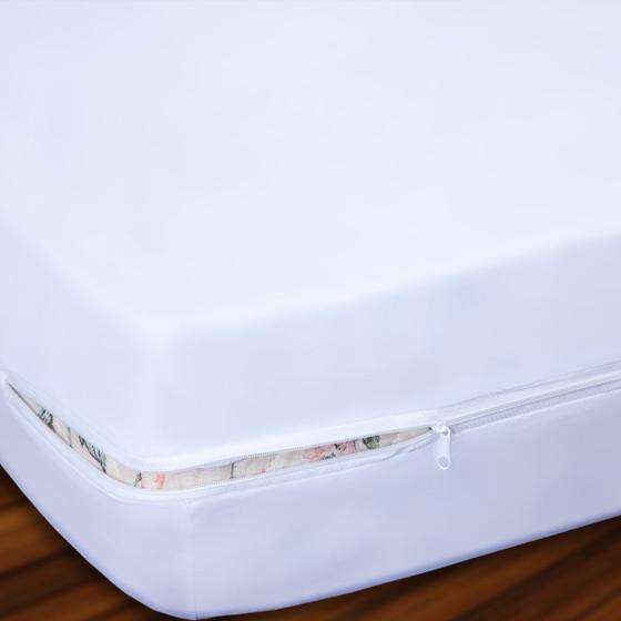 Imagem de Kit Capa de Colchão Solteiro Cama Box Malha Gel com Zíper + Porta Travesseiro + Saia Box Elásticada