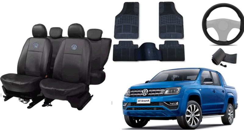 Imagem de Kit Capa de Couro Amarok 10-24 + Tapete + Volante Personalizado